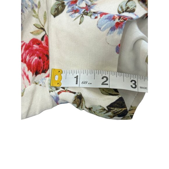 Revolve LPA Floral Belted Romper Bell Sleeves Cottagecore Linen Blend Size M - Picture 6 of 8